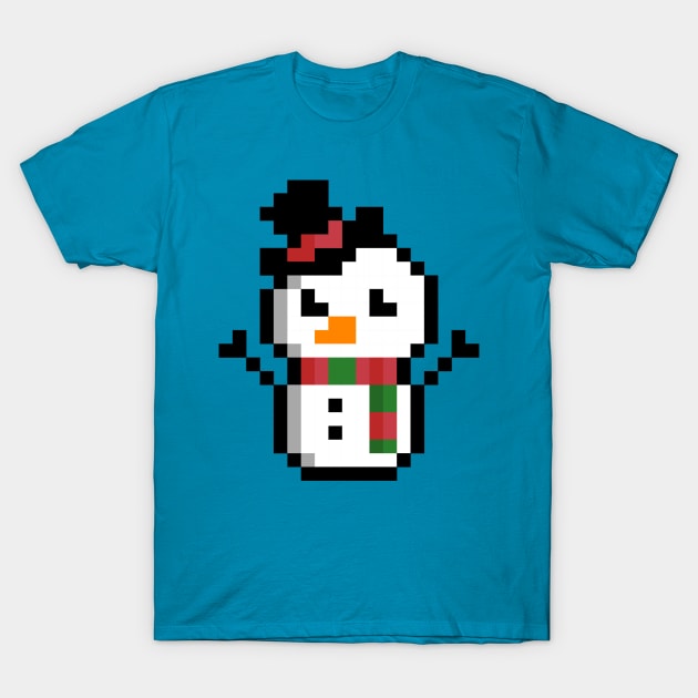 Cute pixel snowman T-Shirt by Pixelo